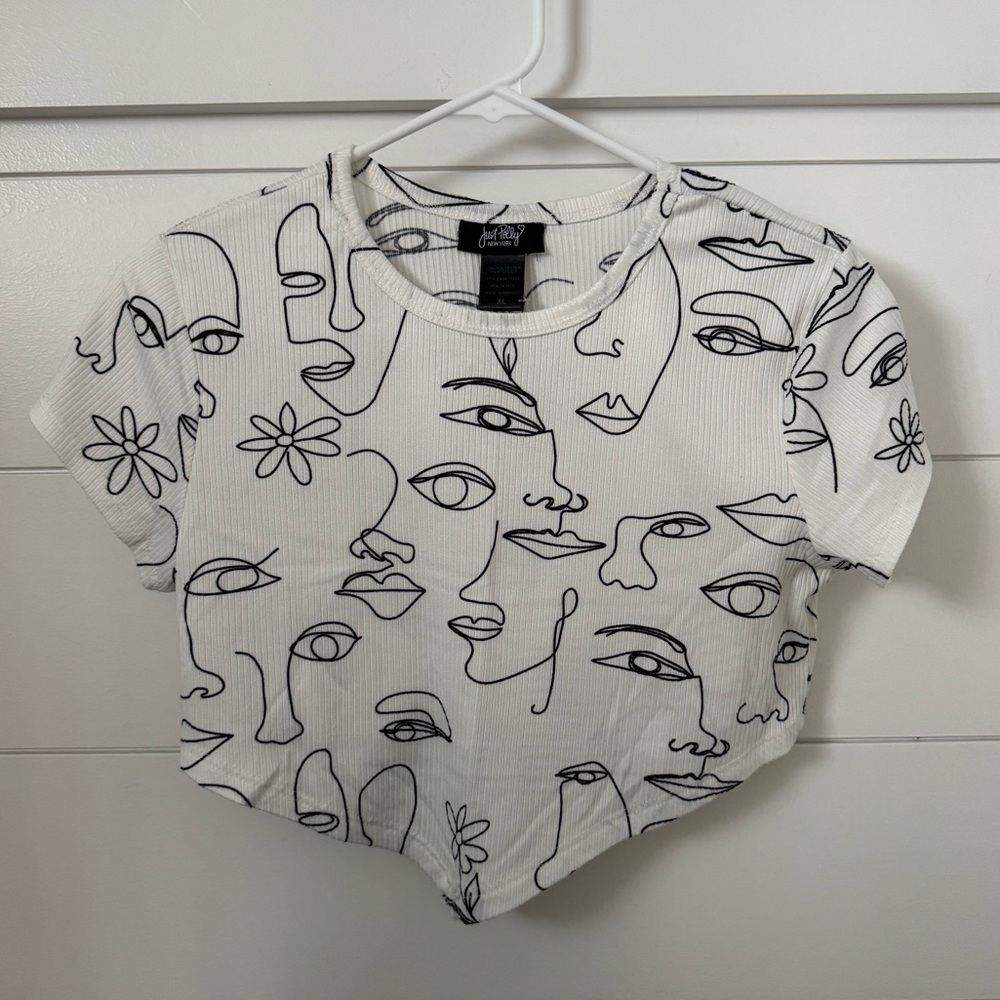 SHEIN Black and White Abstract Print Top, Women’s XL